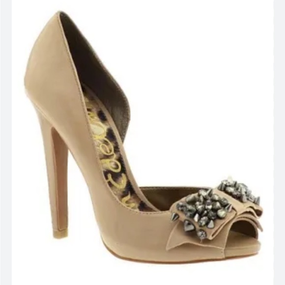 Sam Edelman Lorna Nude Leather Heels - Size 7.5 - N180-5 - Picture 1 of 7